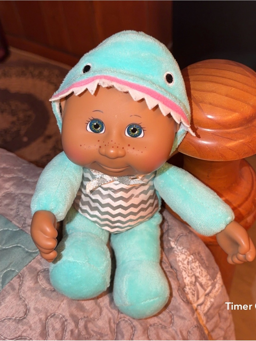 Cabbage patch Plush Shark Costume Baby Doll - Mint Green